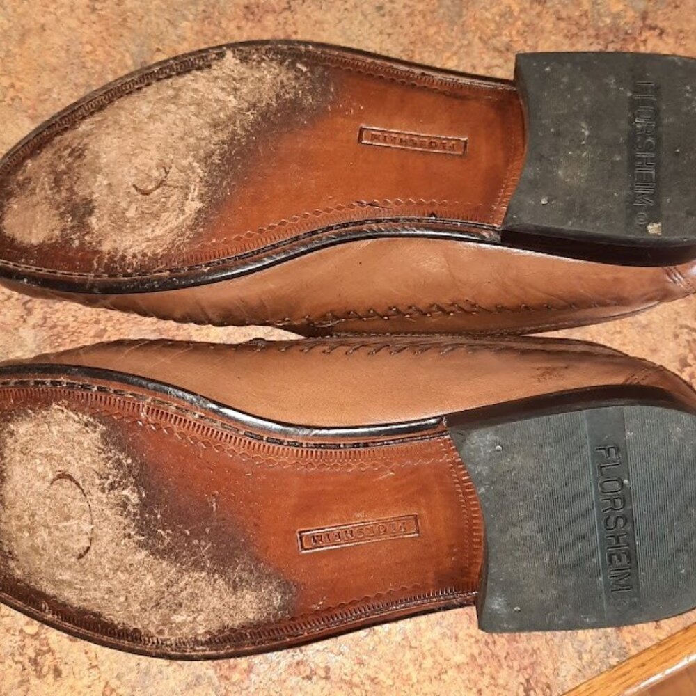 Florsheim Mens Vintage Leather Basket Weave Loafers US 11.5 Wide USA - Picture 5 of 7